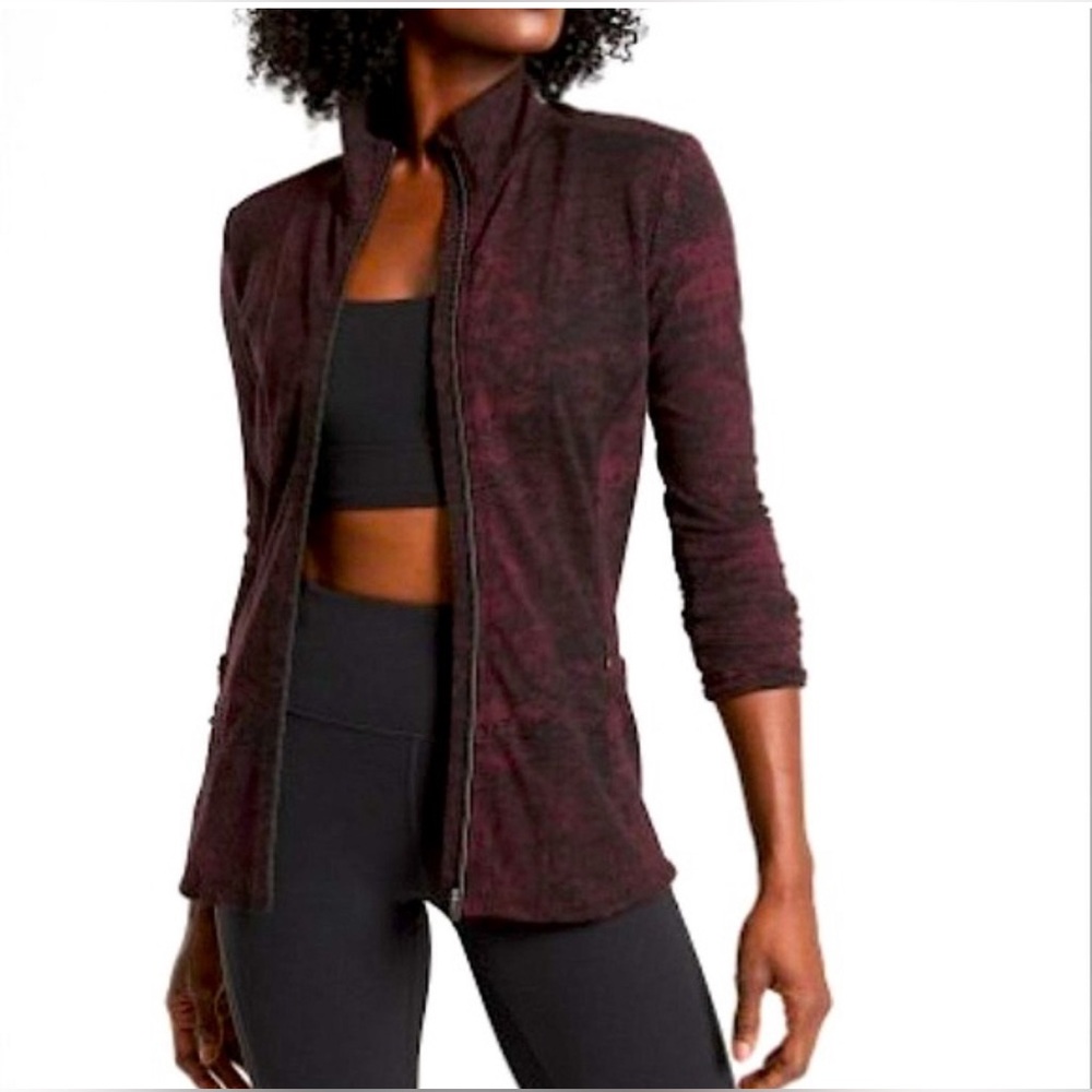 Athleta Women’s Shanti Jacquard Jacket Burgundy Size XS